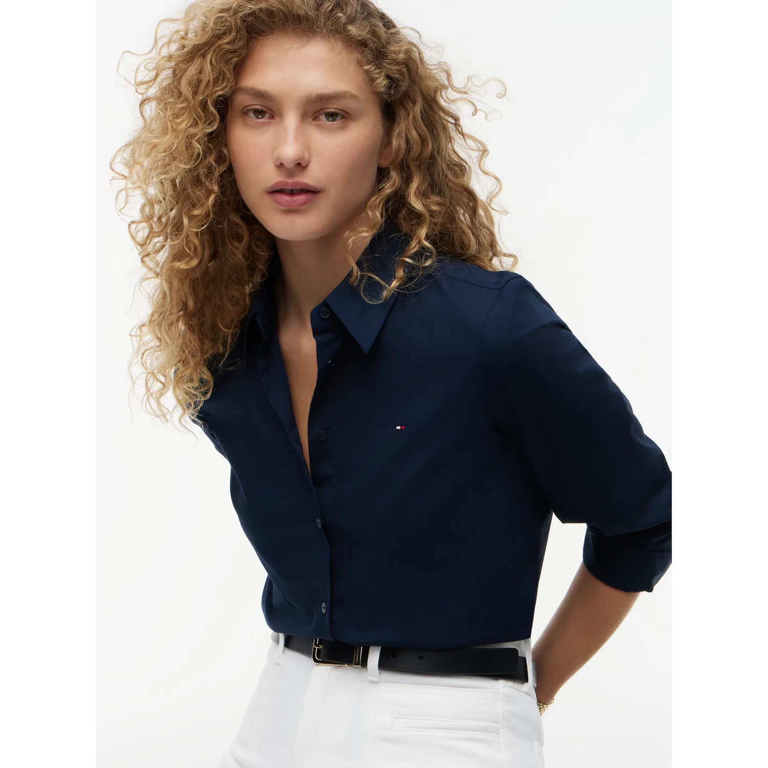 Женская блуза-рубашка стрейч Tommy Hilfiger, Dark Night Navy — фото 3