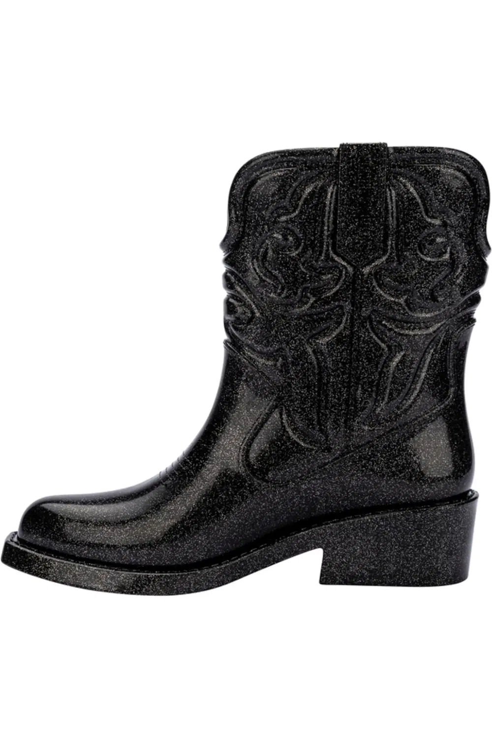 Детские сапоги ковбойские с фруктовым ароматом Texas Western Mini Melissa, Black Silver Glitter — фото 4
