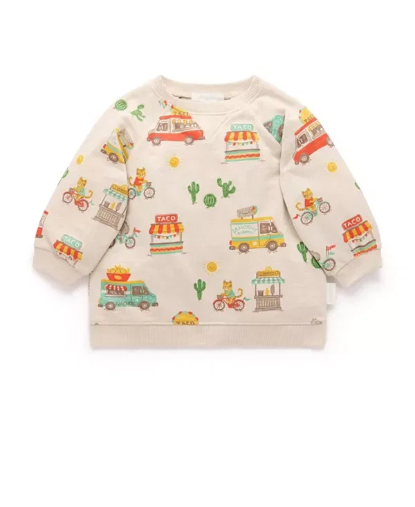Детский свитер для мальчиков с принтом Siesta Sweater Purebaby, Large Taco Truck Print