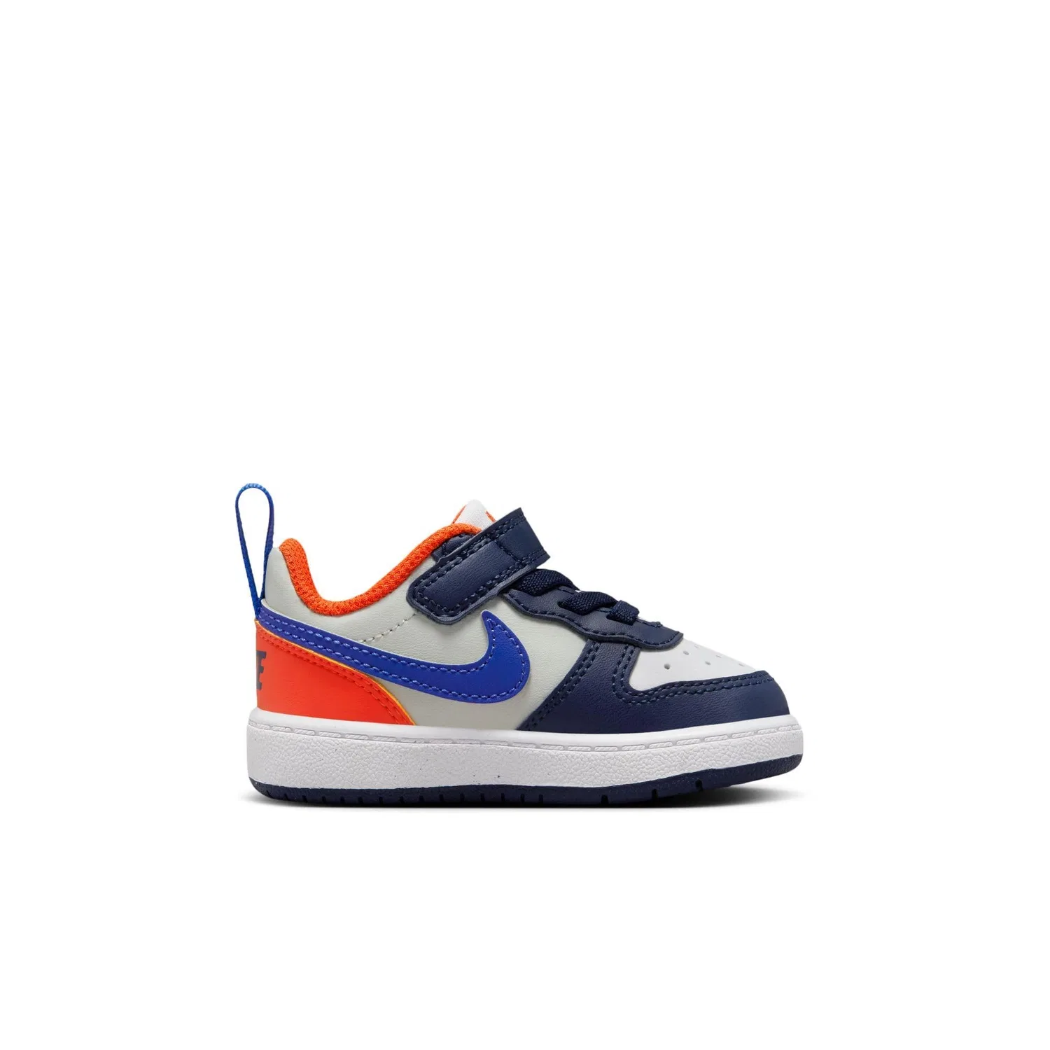 Детские кроссовки для девочек с закрытым носком NIKE Court Borough Low Recraft NIKE, Navy Blue Orange Team Light Silver — фото 3