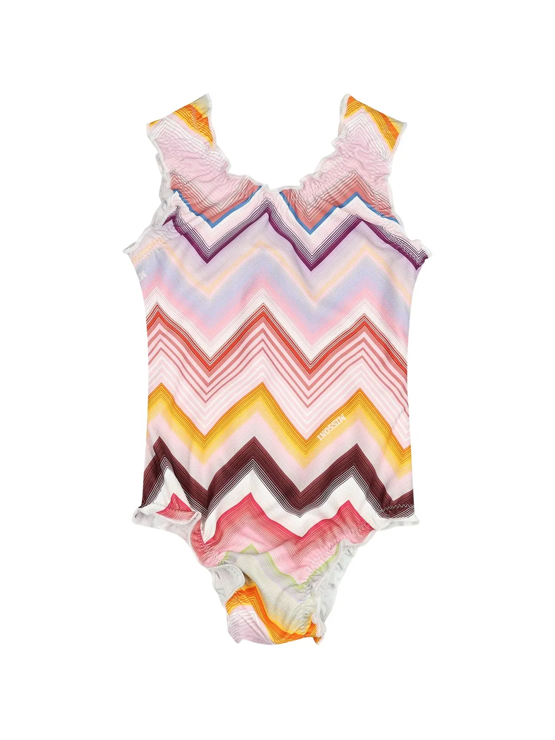 Купальник с принтом зигзаг и оборками Missoni Kids, розовый