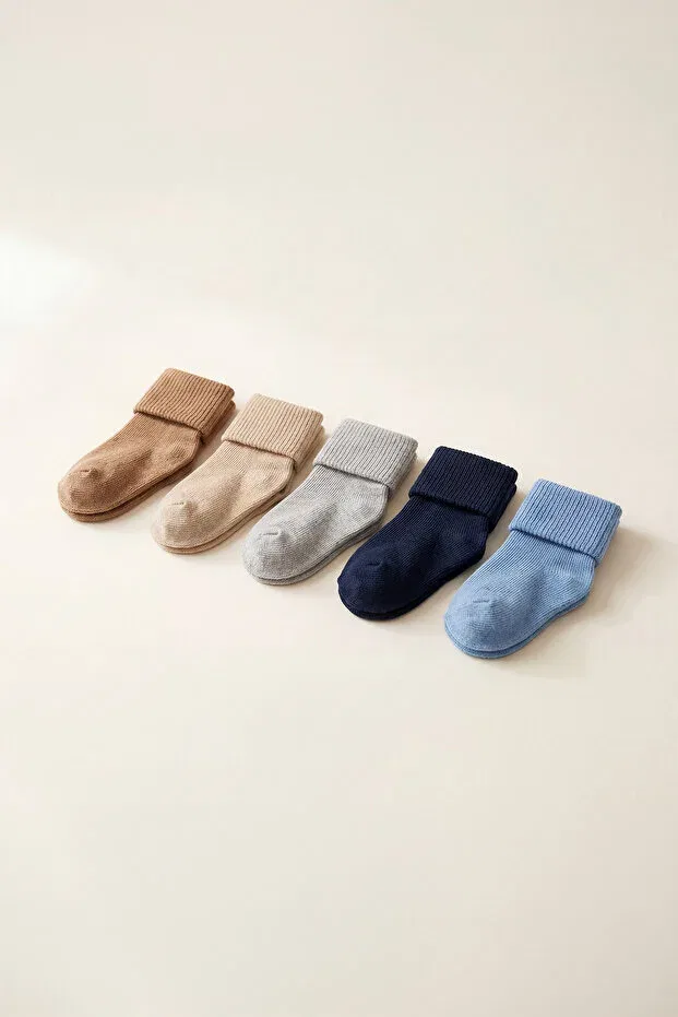 Детский комплект носочков из бамбука Pack of 5 newborn bamboo baby socks colorful Katia&Bony, Blue Mix — фото 3