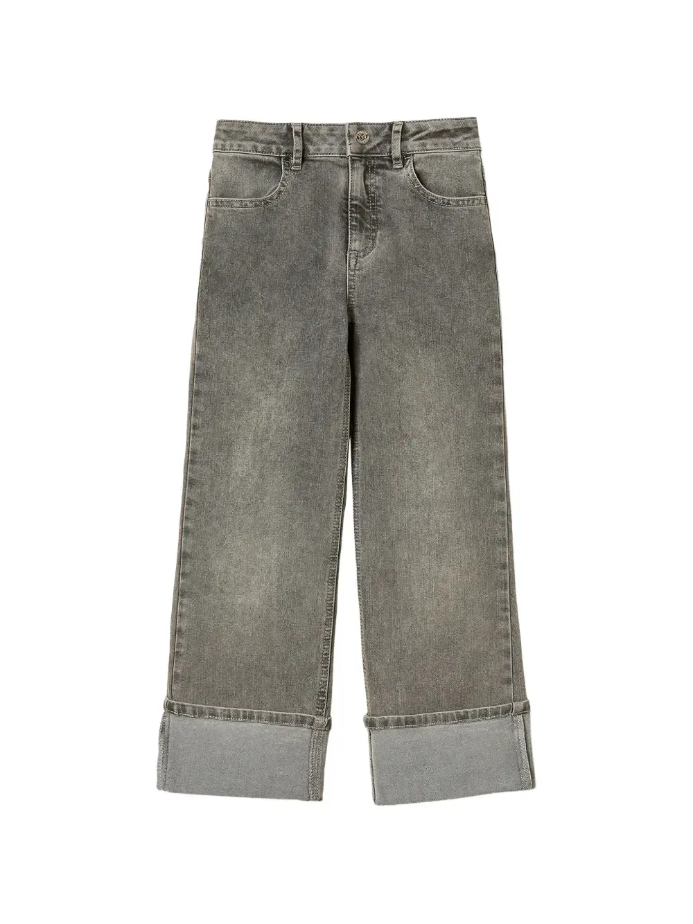 Прямые джинсы с подвернутым низом Twinset Kids, серый