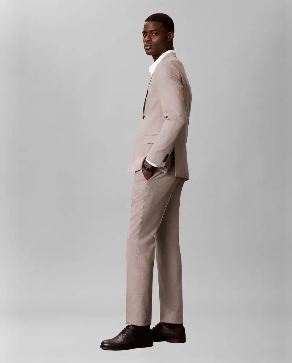 Мужские брюки slim из шерсти с микроструктурой Barlecorn Calvin Klein, Beige