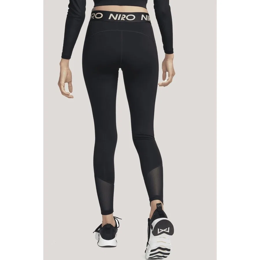 Леггинсы женские с принтом Pro Dri Fit Mid Rise Full Length Leggings Nike, Черный — фото 2
