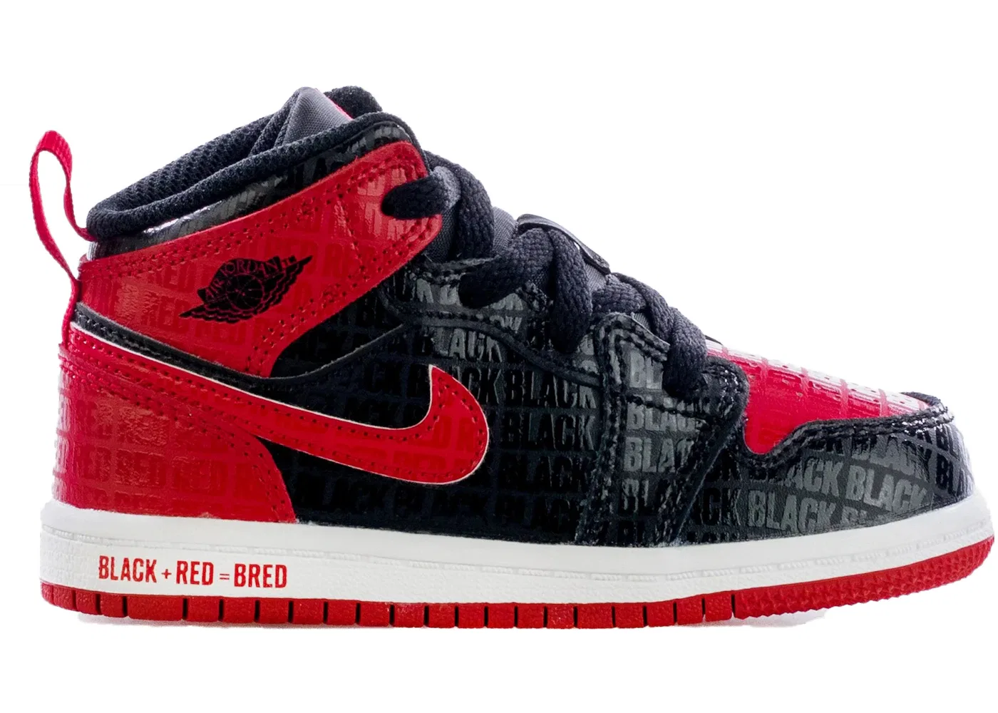 Детские Кроссовки Lifestyle Jordan 1 Mid Jordan, Black/Varsity Red/White