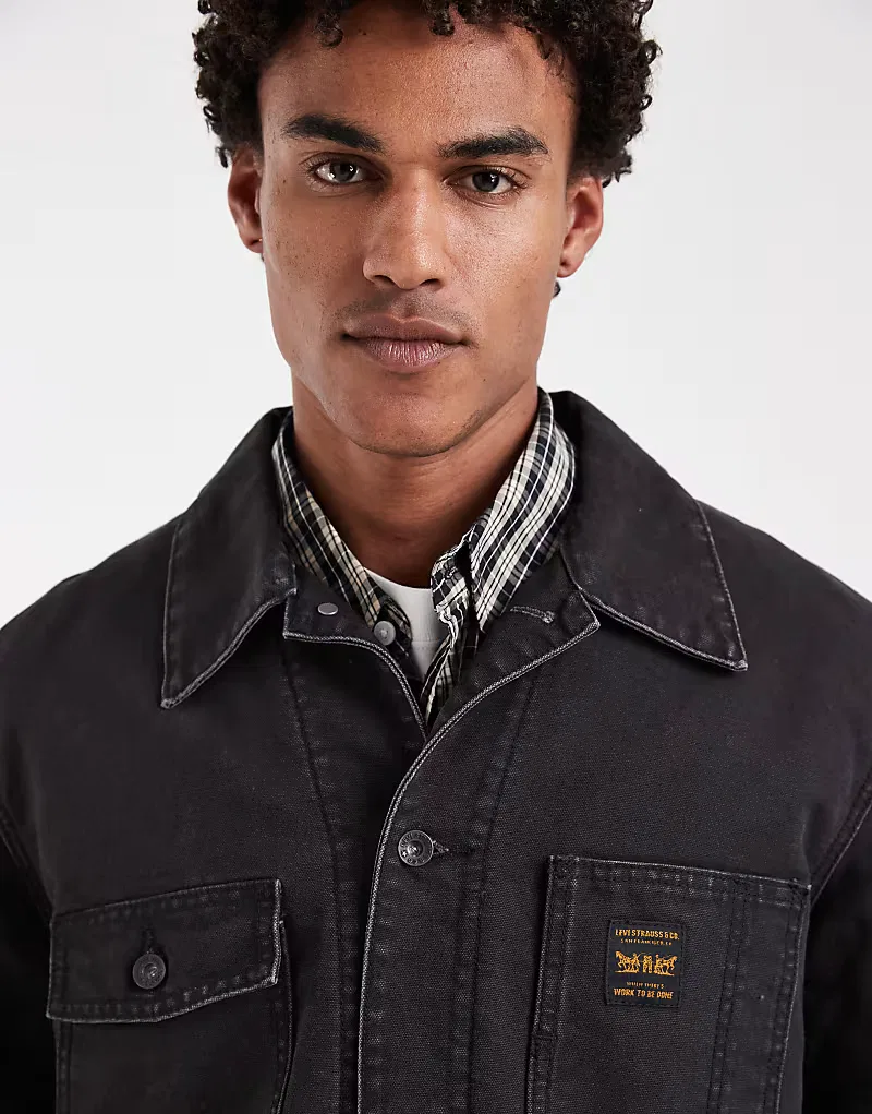 Рабочая куртка Levi's Workwear Berkley из денима, выстиранного, черный — фото 2