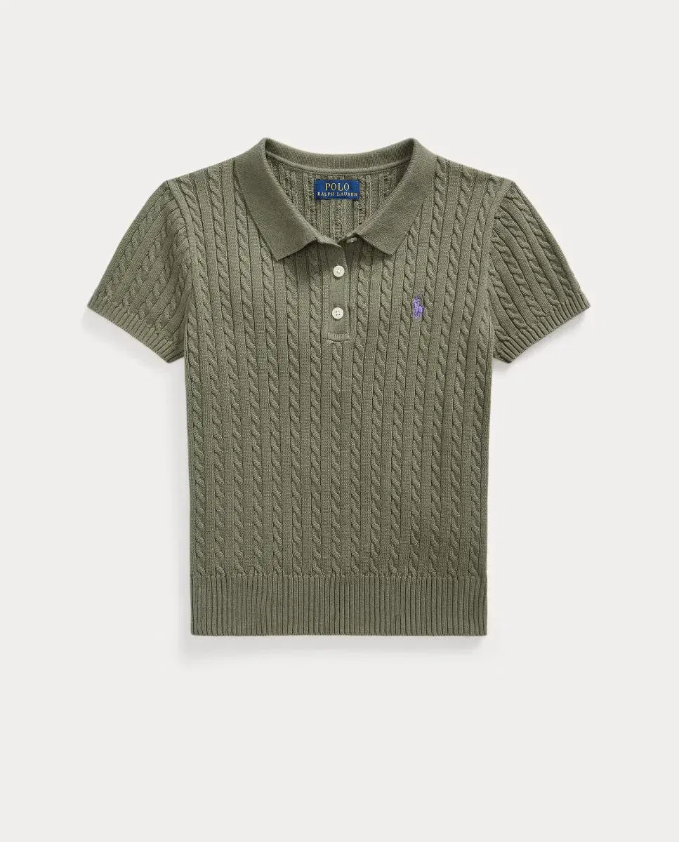 Детский джемпер для девочек с узором косы Polo Ralph Lauren, Verde Militar