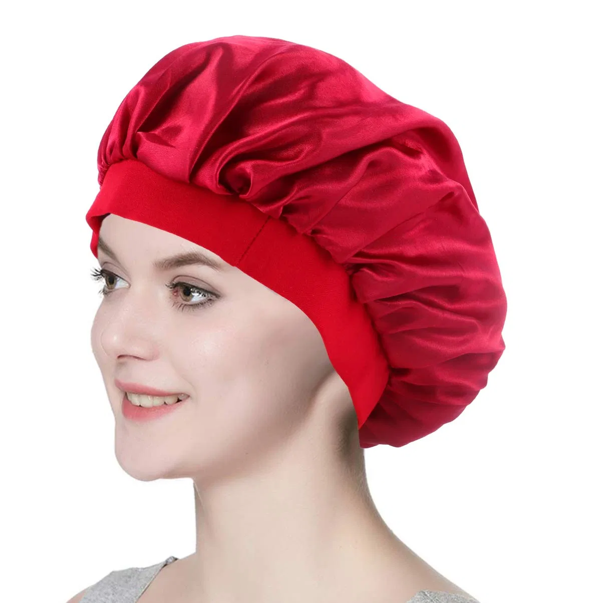 Шапочка для душа Satin с широким краем, Minkissy, 3 штуки, Бордовый — фото 3