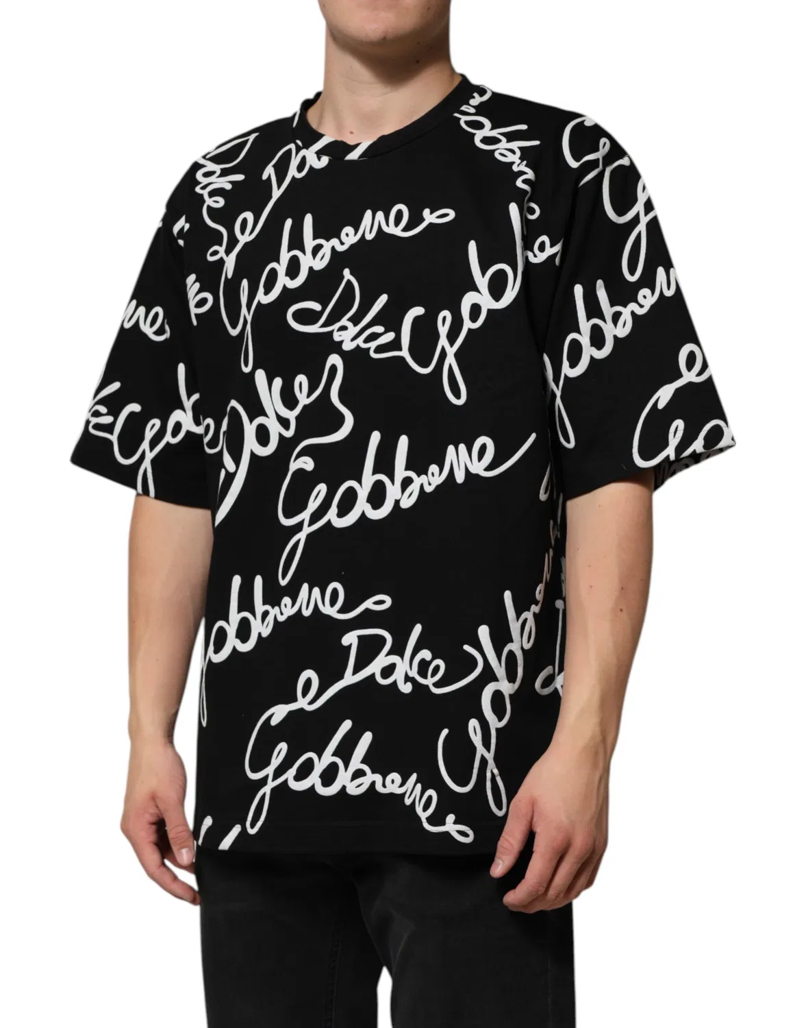 Мужская футболка с коротким рукавом и принтом логотипа Dolce & Gabbana, Black — фото 3