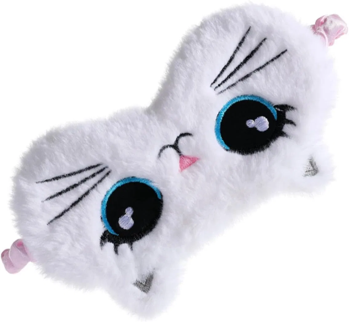 Маска для сна из плюша, TOYANDONA, 1 шт, 18.5x8.5x1.5 см, Белая Кошачья
