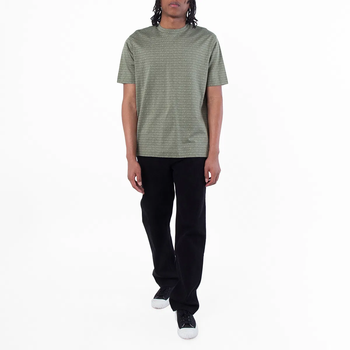Футболка с жаккардовым принтом All-Over Jacquard ASV Jersey Emporio Armani, Jacquard Logo Green — фото 4