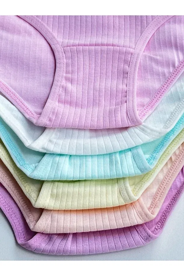 Детский комплект трусов для девочек 6 штук Ribbed Pastel Color Girls' Panties Katmirra, Pstel 441 — фото 2