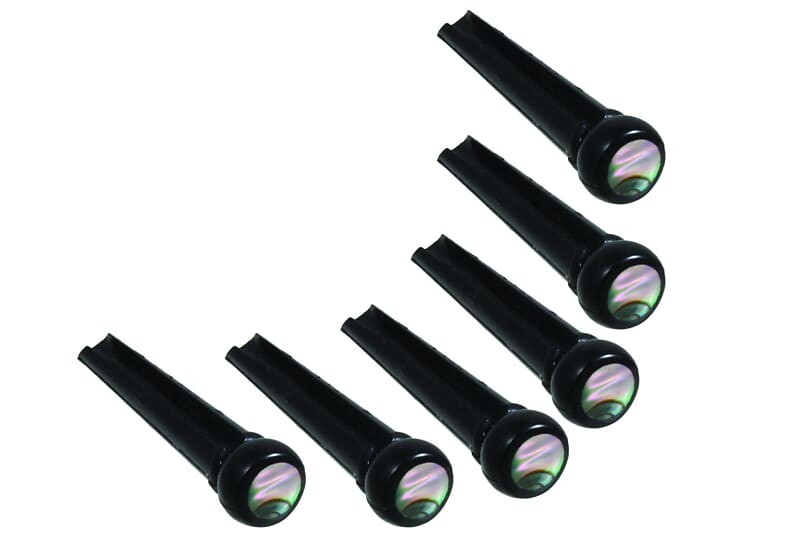 

Черные пластиковые мостовые штифты (6), точки морского ушка 5 мм Allparts BP-2859-081