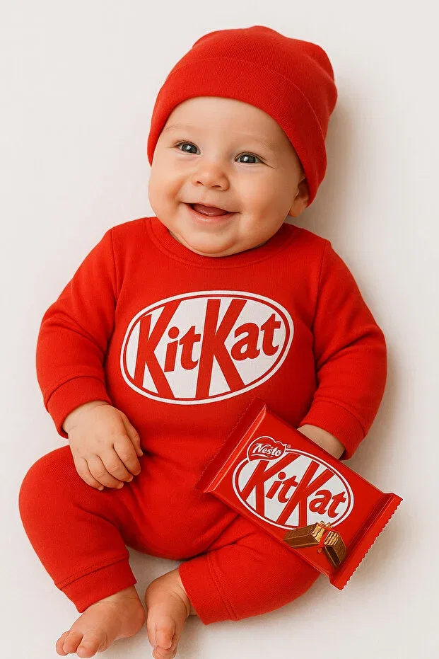 Детский комбинезон с капюшоном с принтом Kitkat Chocolate Themed Verona Tarz, Red