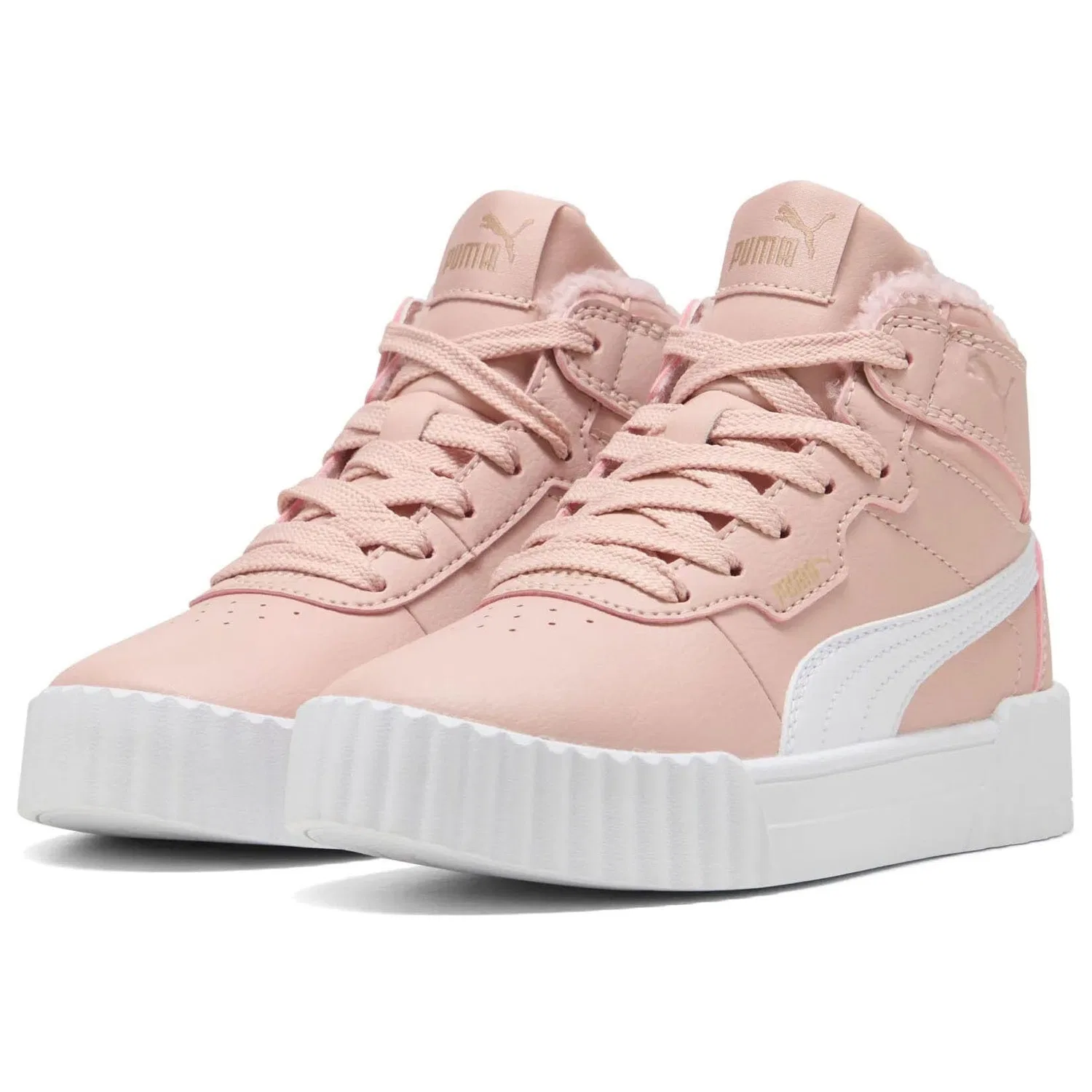 Детские кроссовки для девочек с шнуровкой Cute 3.0 Mid Wtr Ps PUMA, Rose Quartz PUMA White