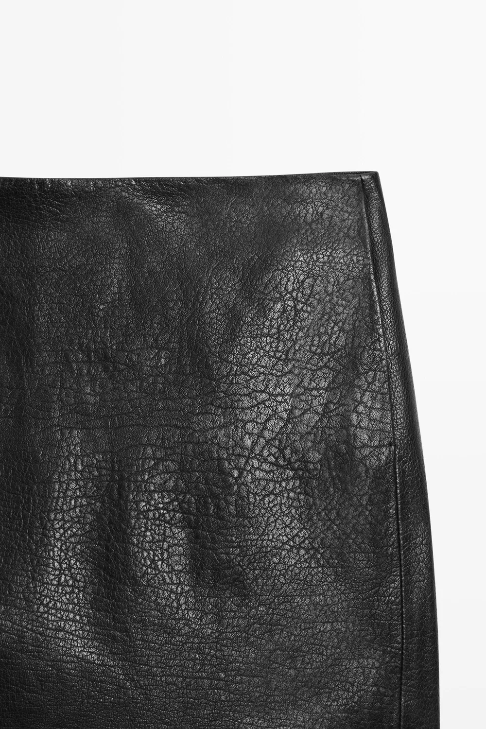Юбка Massimo Dutti, мини-юбка из кожи наппа, черный — фото 4