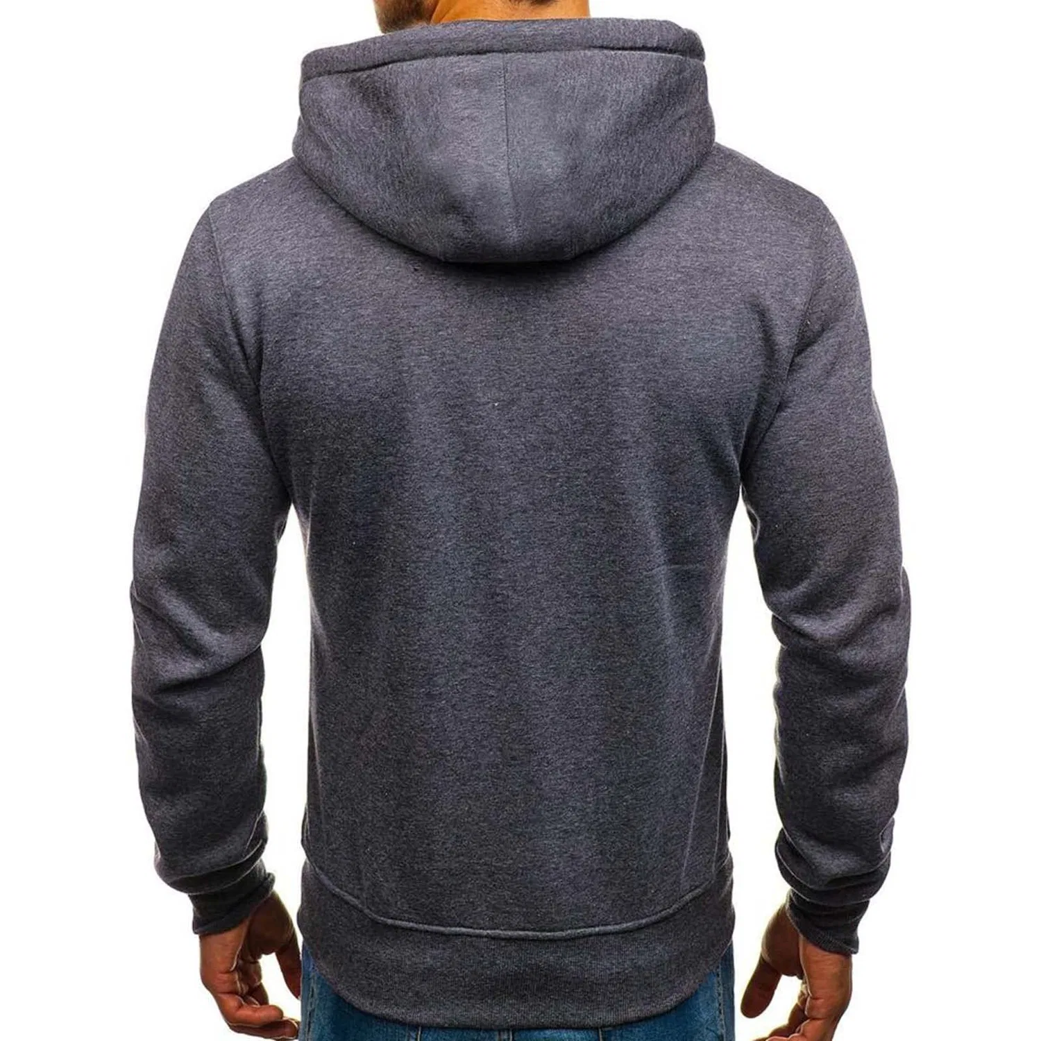 Мужской худи на молнии с капюшоном, Slim Fit, с длинным рукавом, Dark Grey — фото 3