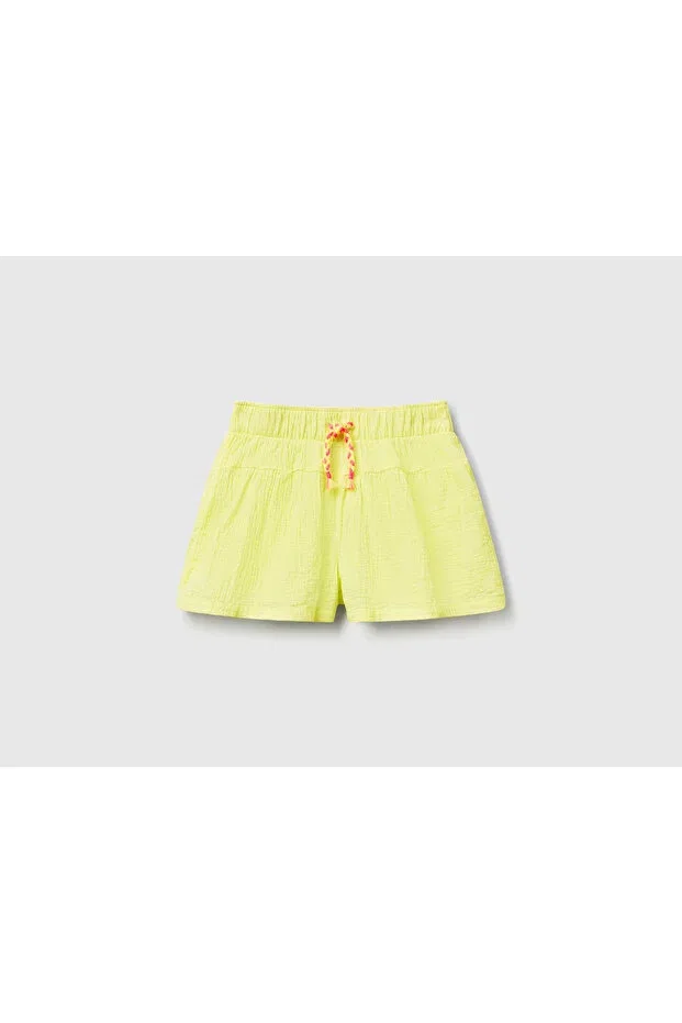 Детские шорты для девочек хлопковые с принтом United Colors Of Benetton, Sarı