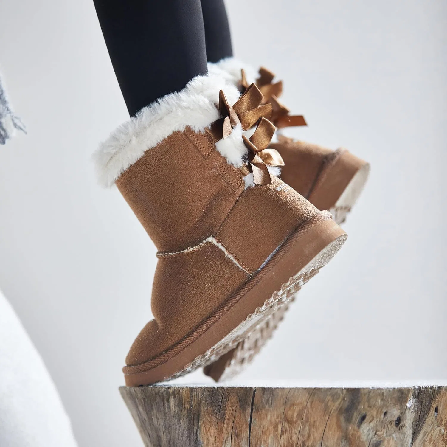 Детские зимние сапоги для девочек с искусственным мехом Weestep, Chestnut — фото 2