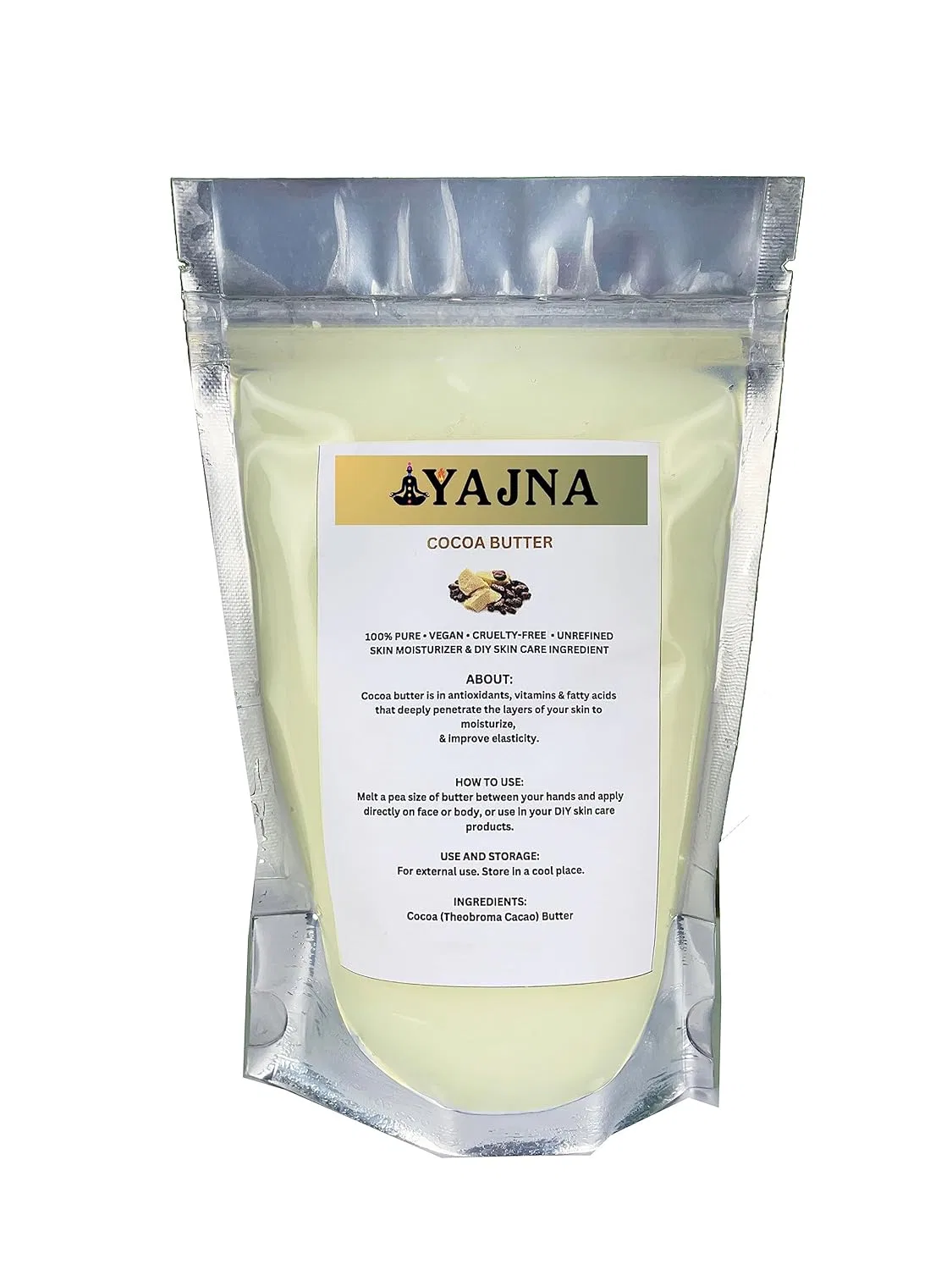 Масло какао Yajna Organic Raw, 230 г, Крем