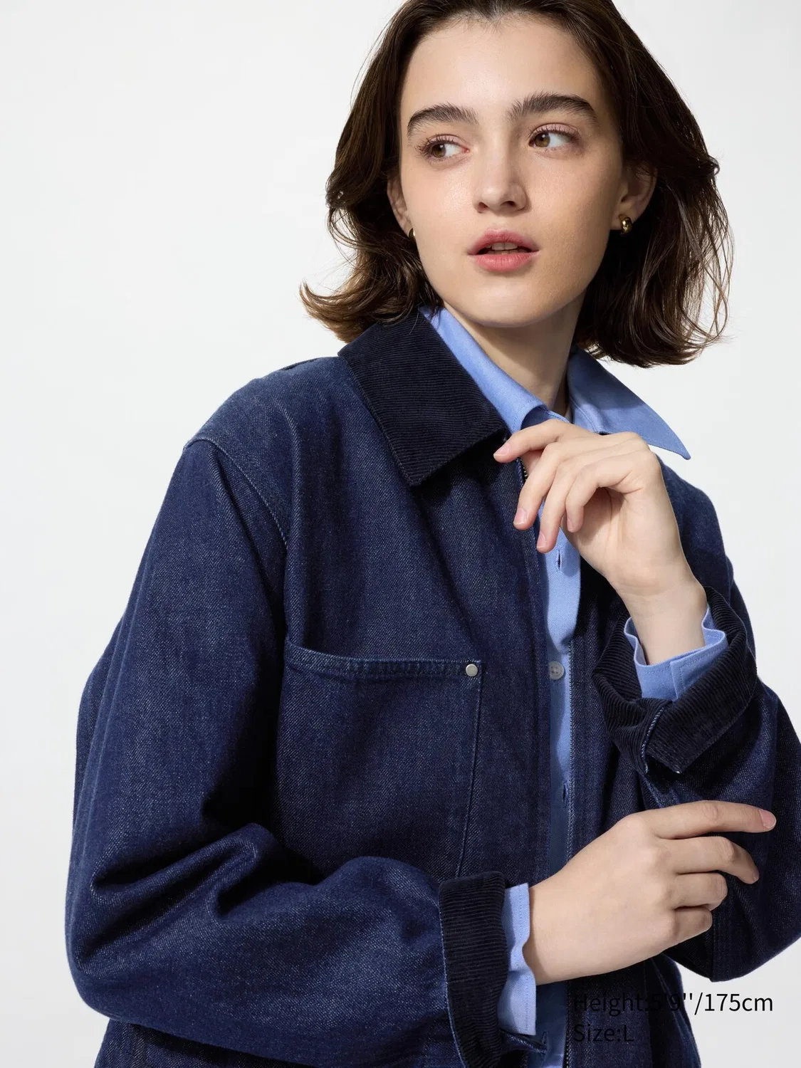 Куртка Uniqlo, короткая, джинсовая, темно-синяя — фото 3