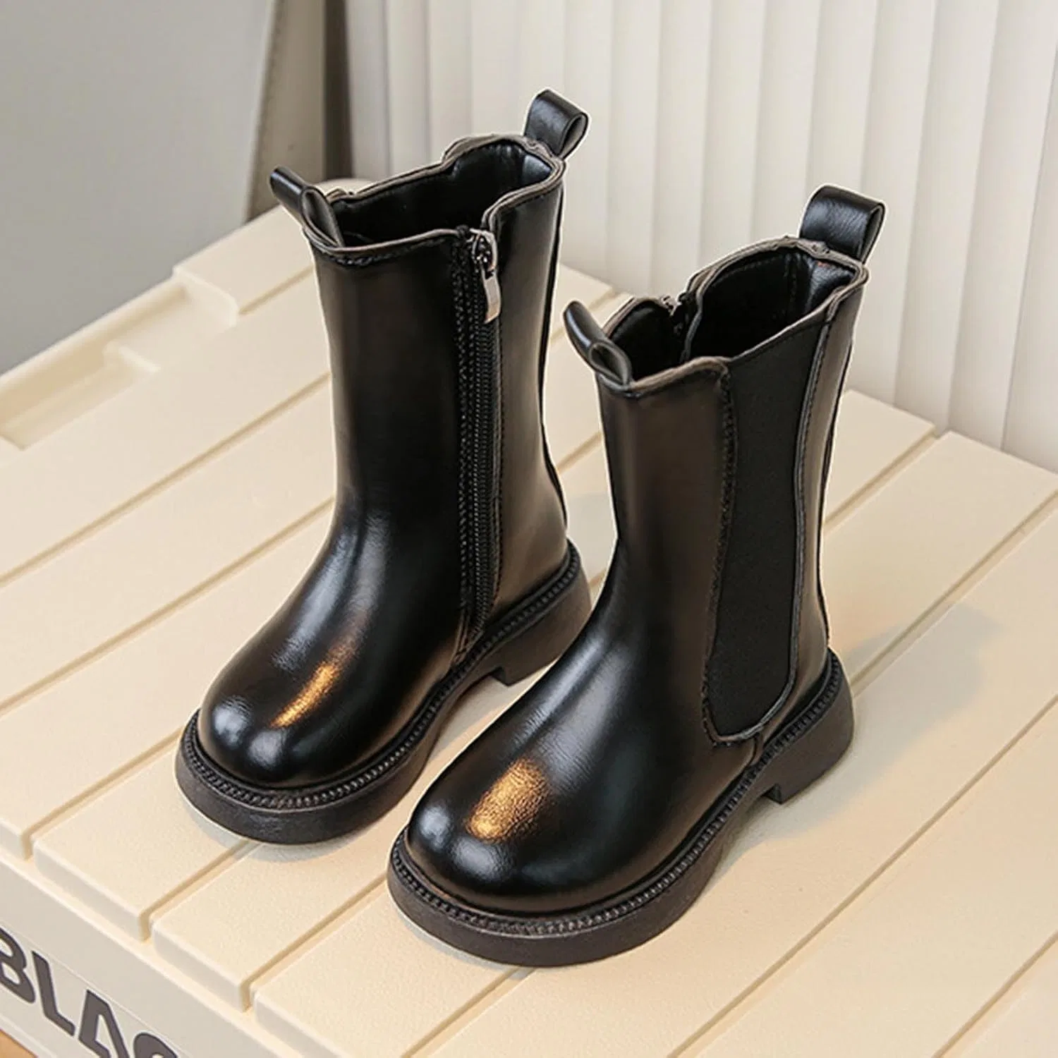 Детские сапоги для девочек с боковой молнией Ctreela, Black — фото 4