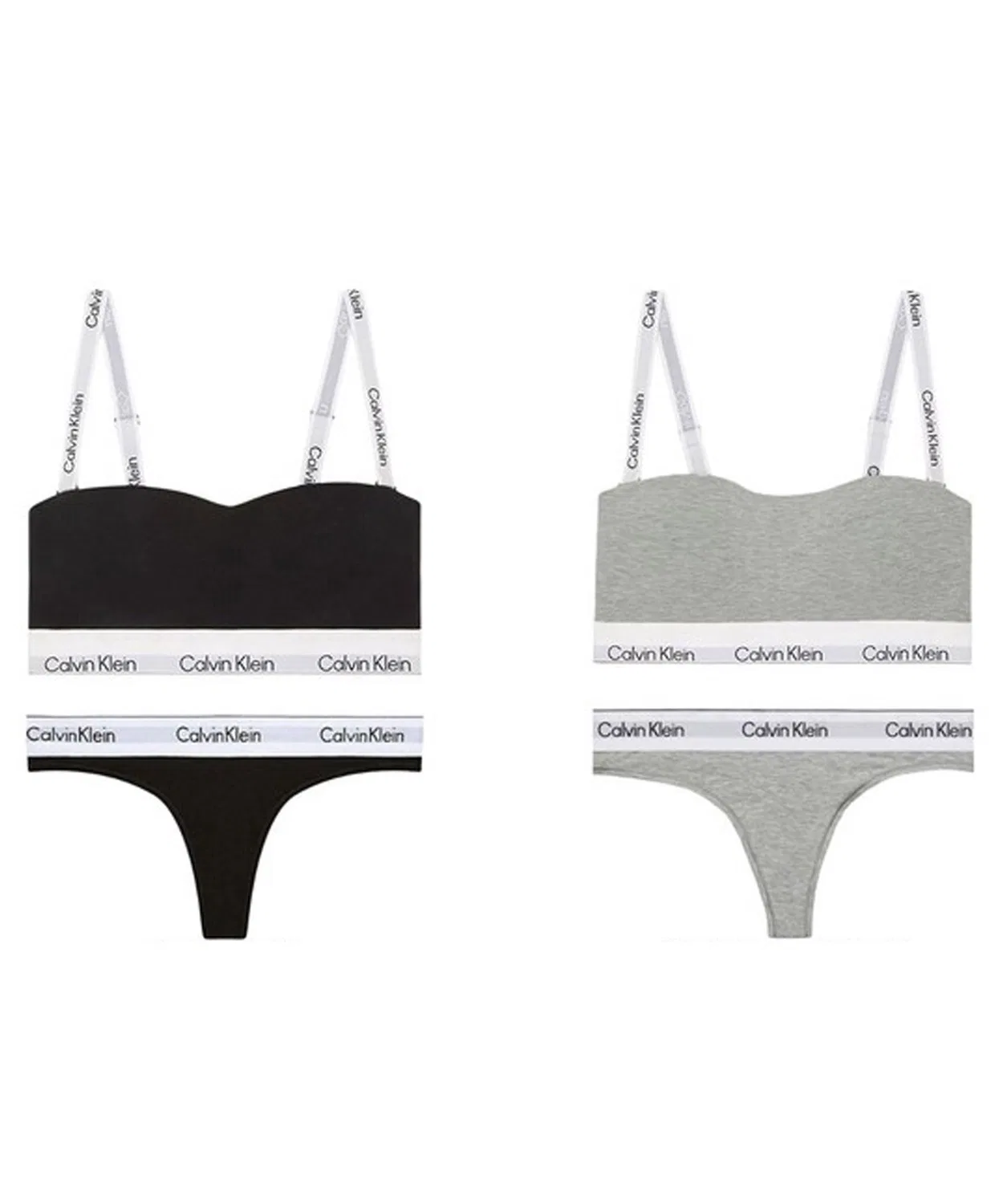 Женский комплект бюстгальтера и трусов-слипов с логотипом Calvin Klein, Black — фото 2