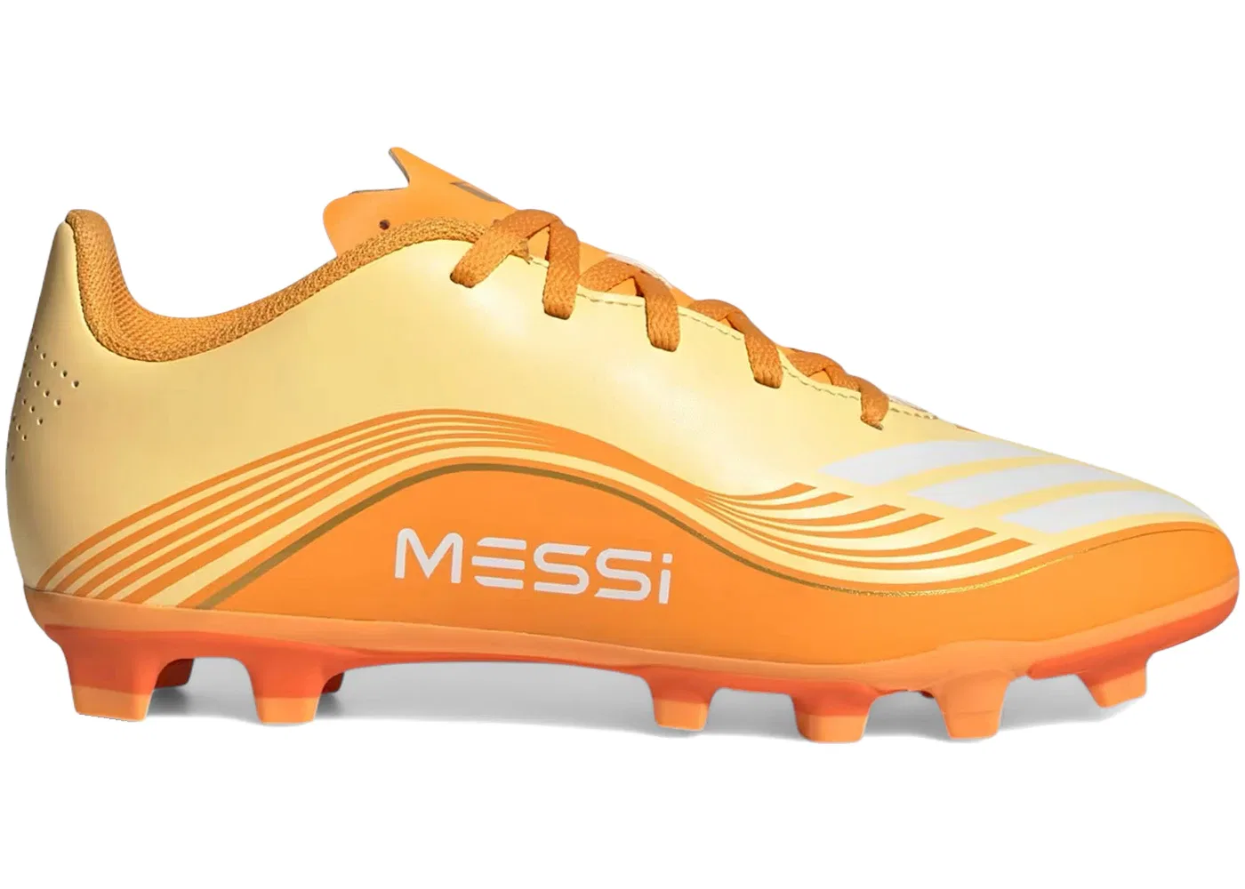 Детские бутсы с шипами Adidas F50 Club FG/MG Messi Hora Dorada Pack, Ice Tangerine/Gold Metallic/Pure Tangerine
