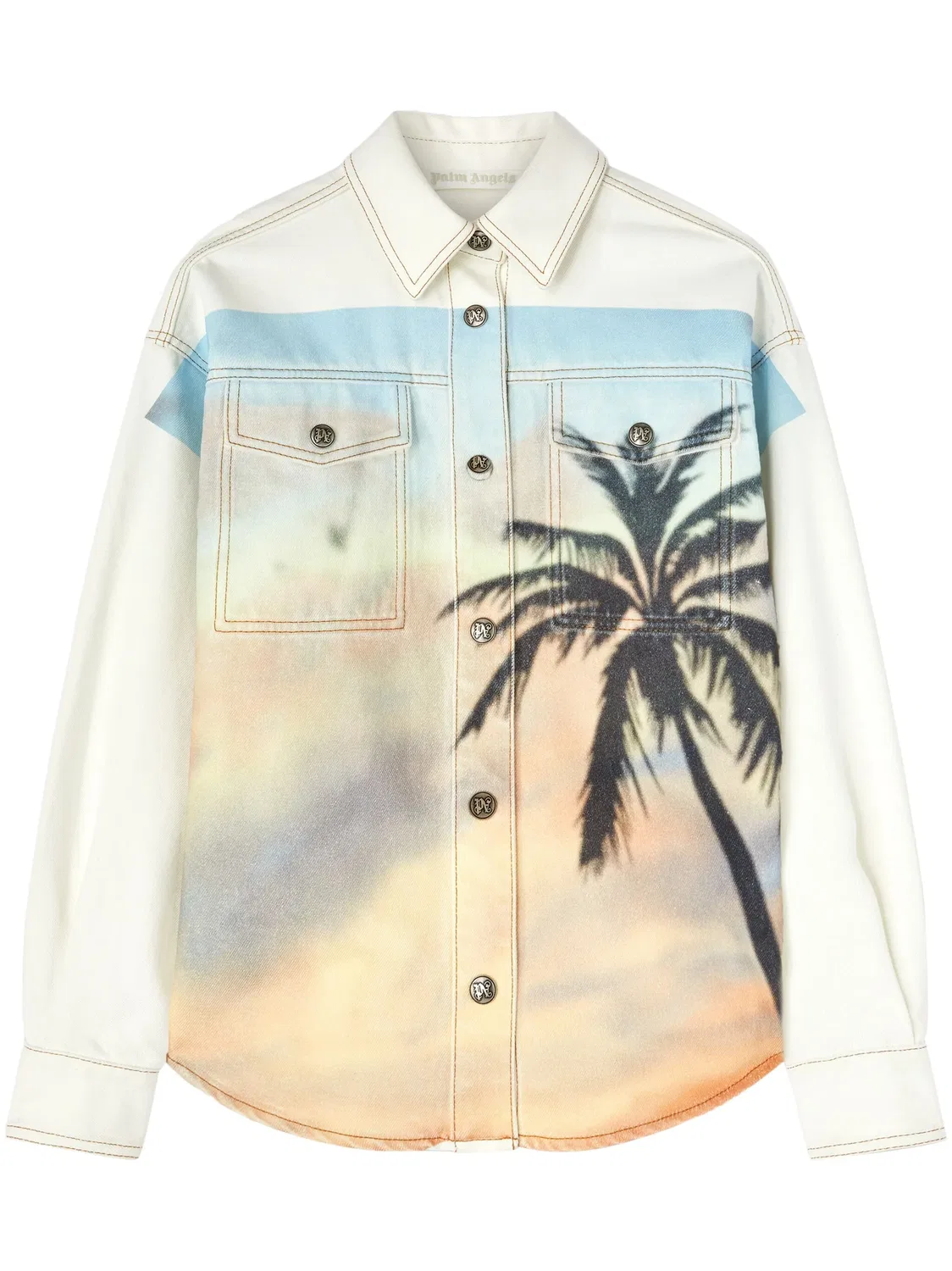 Денимовая оверсорочка Sunrise Palm Palm Angels, белый