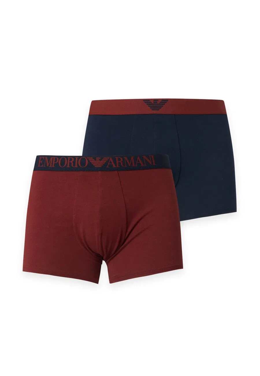 Боксерские шорты Emporio Armani в темно-синем и ржаво-красном цветах