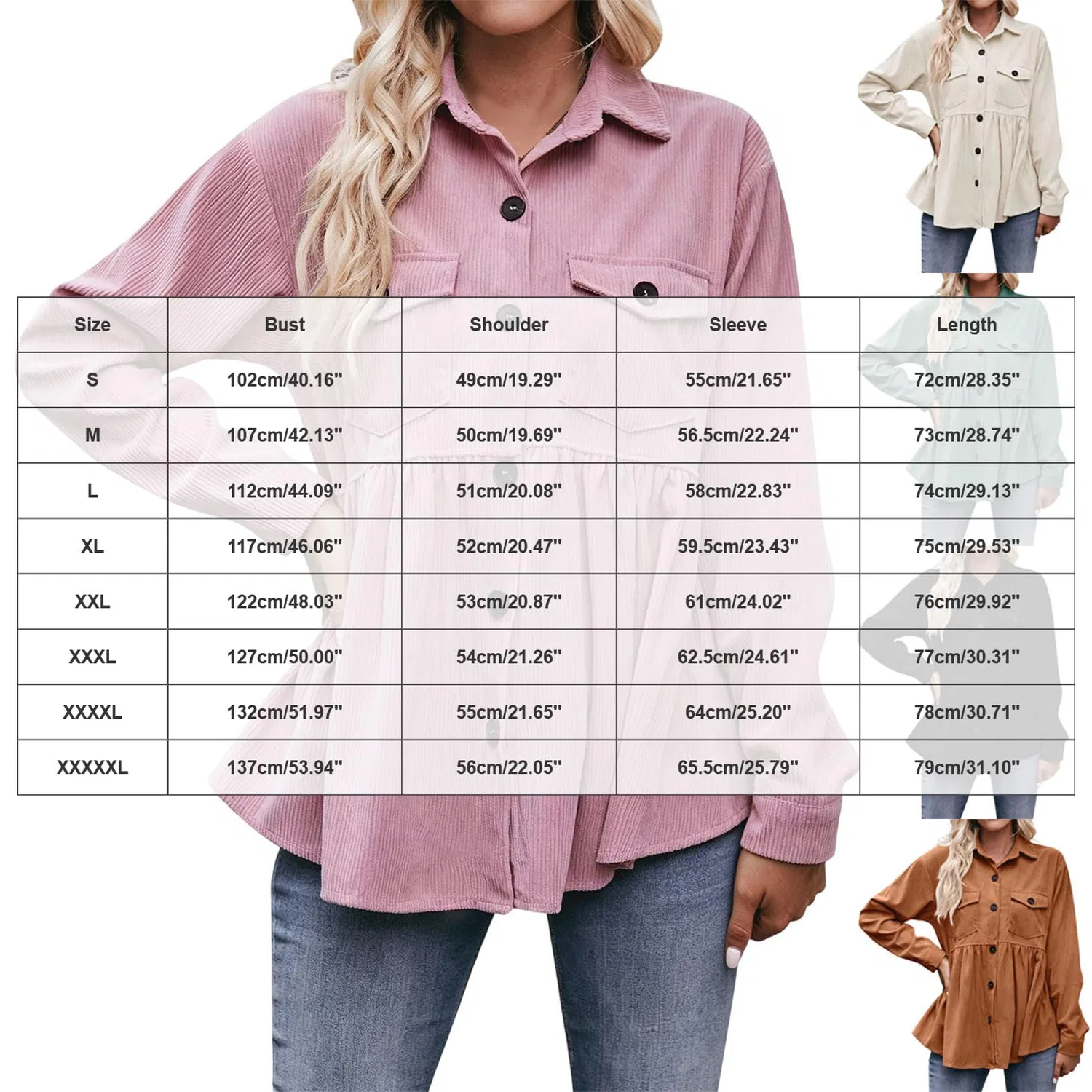 Женская куртка из вельвета с длинным рукавом Lino Donna, Bianco — фото 4