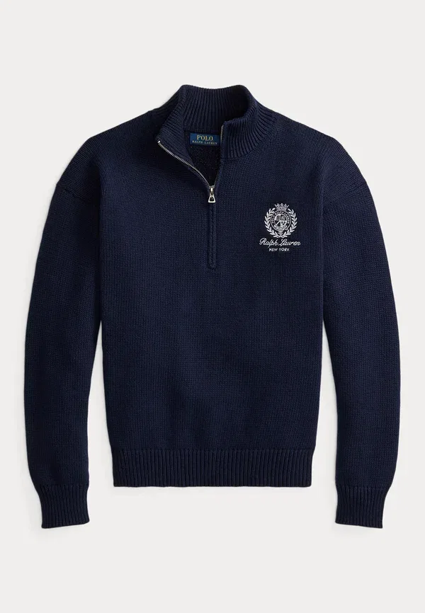 Свитер из хлопка Relaxed fit cotton quarter zip sweater Polo Ralph Lauren, Hunter темно-синий — фото 4