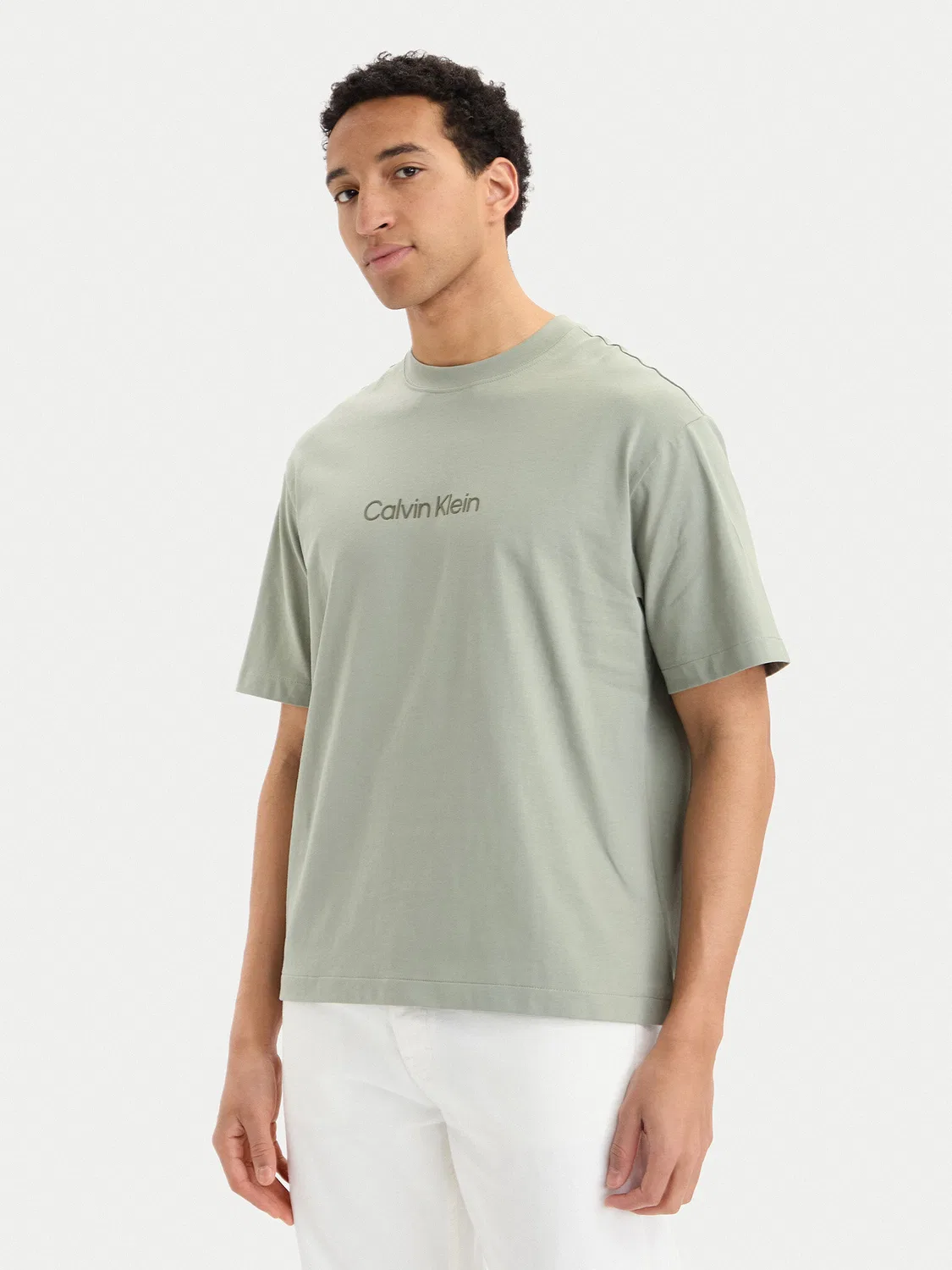 Мужская футболка свободного кроя Calvin Klein, хаки
