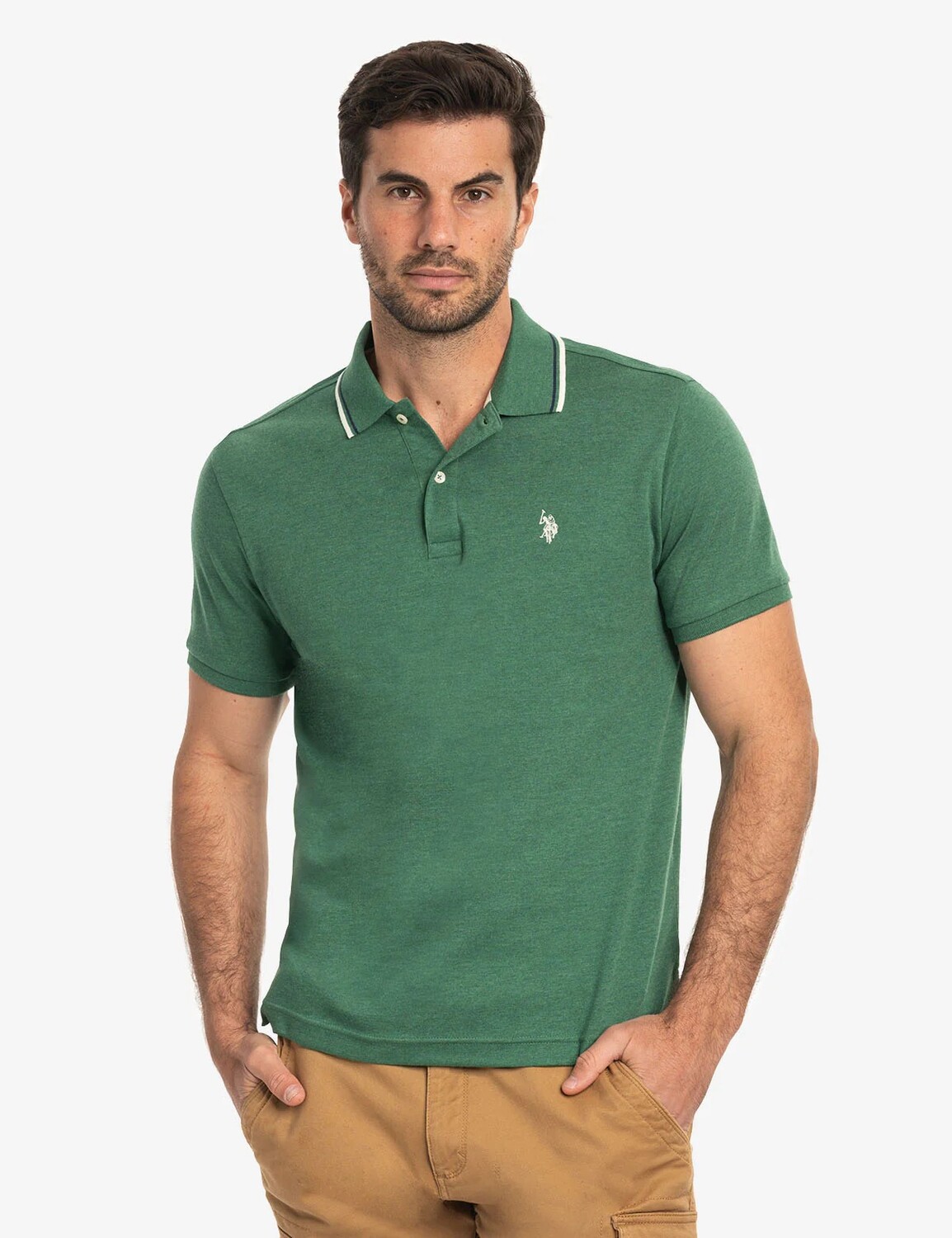 

Футболка поло U.S. Polo Assn. Slim Fit Tipped Interlock, зеленый