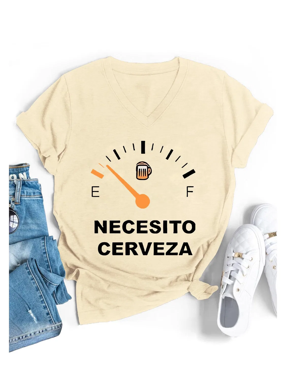 Мужская футболка с принтом Necesito Cerveza Shirt, Colore: Giallo Crema
