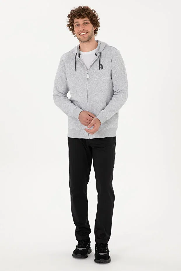 Мужской кардиган с капюшоном на молнии U.S. Polo Assn., Light Gray — фото 4