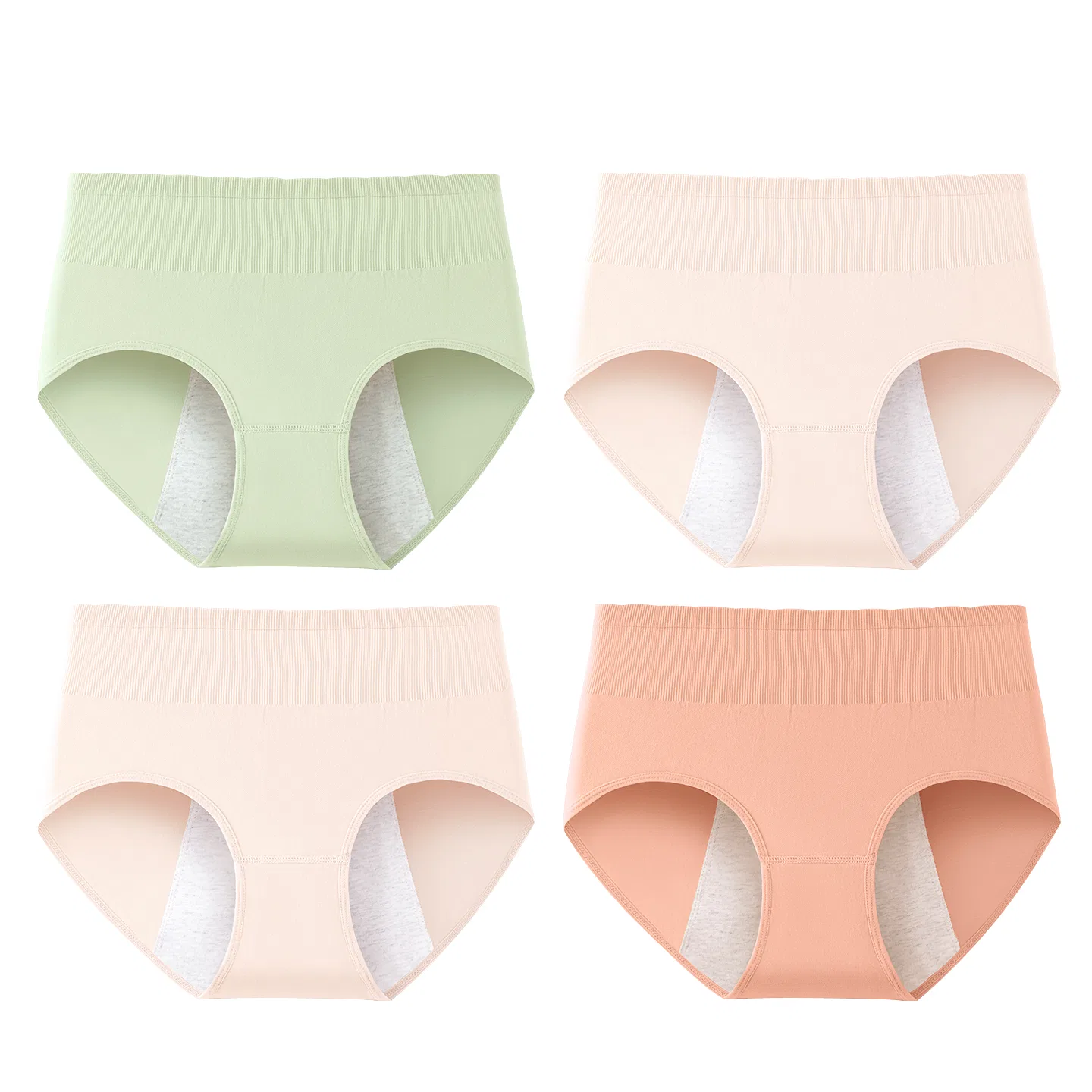 Детские трусы для девочек с высокой талией Red bean, Pinkish Skin Tone + Pinkish Skin Tone + New Sprout Green + Light Bean Paste