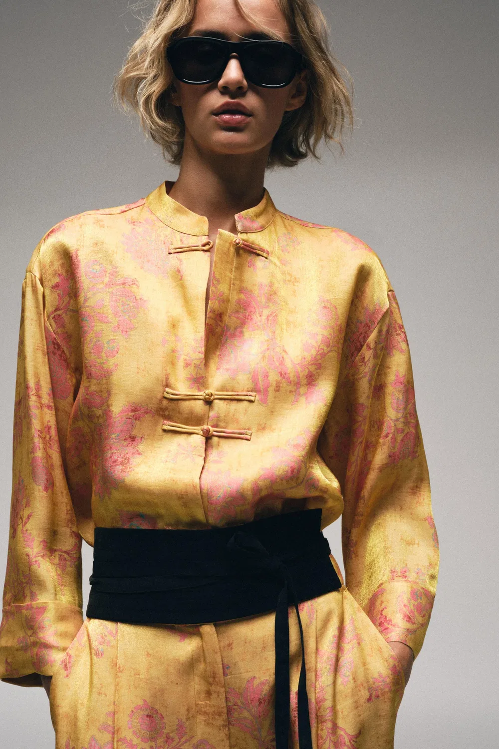 Рубашка с цветочным принтом и застежкой в виде лягушек. ZARA, Multicoloured — фото 3