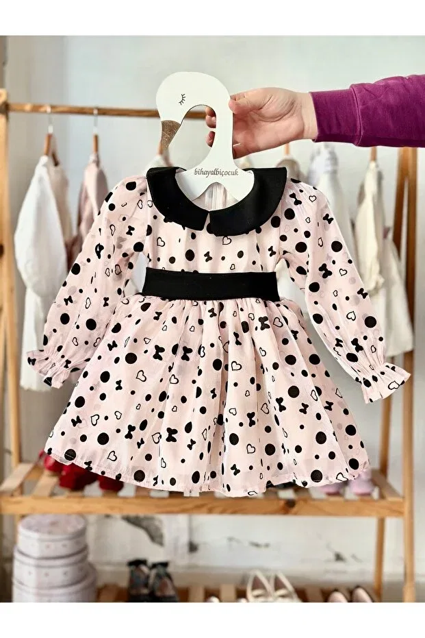 Детское платье с длинным рукавом Minnie dress Bihayalbiçocuk, Pink-Black — фото 4