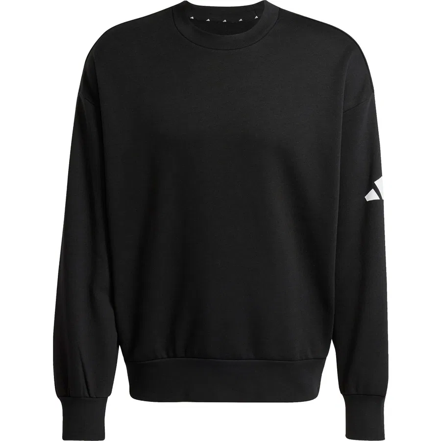 Свитшот мужской с длинным рукавом Essentials Loose Fit 3 Bar Logo adidas, Черно-белый — фото 3