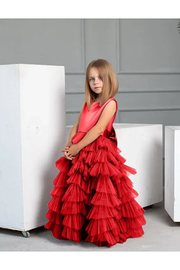 Детское платье для девочек с длинным рукавом Design Asel Kids, Red — фото 2