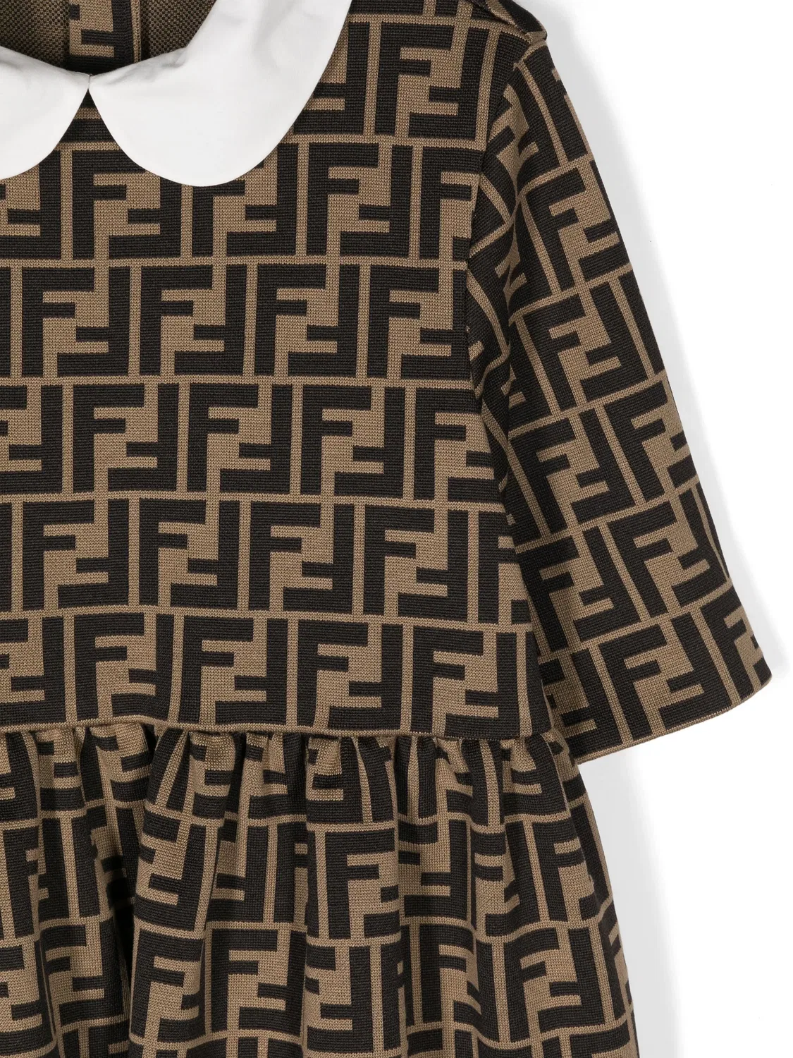 Платье с жаккардовым рисунком FF FENDI, коричневый — фото 3