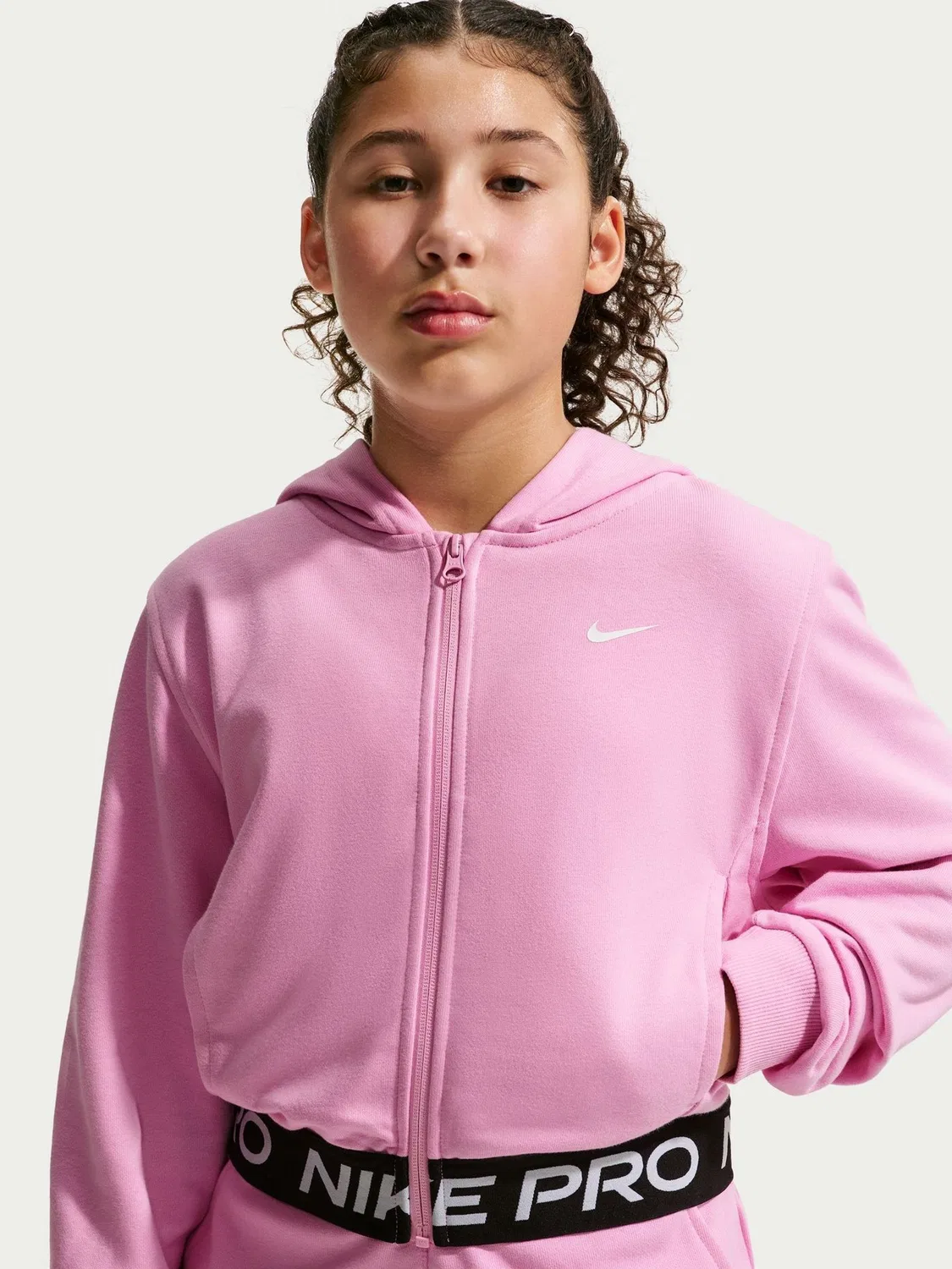 Худи Nike Pro Dri-FIT Cropped Fleece, розовый — фото 3