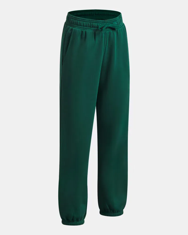Джоггеры для девочек 66 см утепленные флисовые с начесом UA Rival Fleece UnderArmour, Campus Ivy/White — фото 3