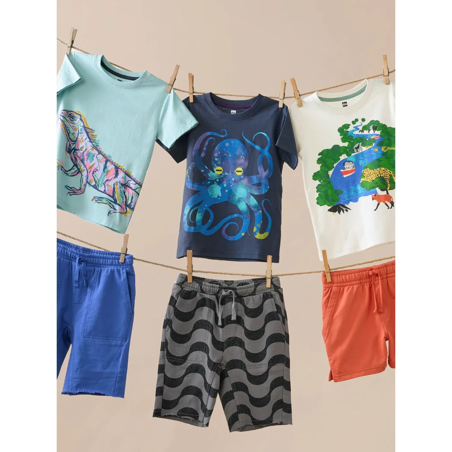 Детские шорты с эластичным поясом и кулиской хлопковые Gym Shorts Tea Collection, Majorelle Blue — фото 3
