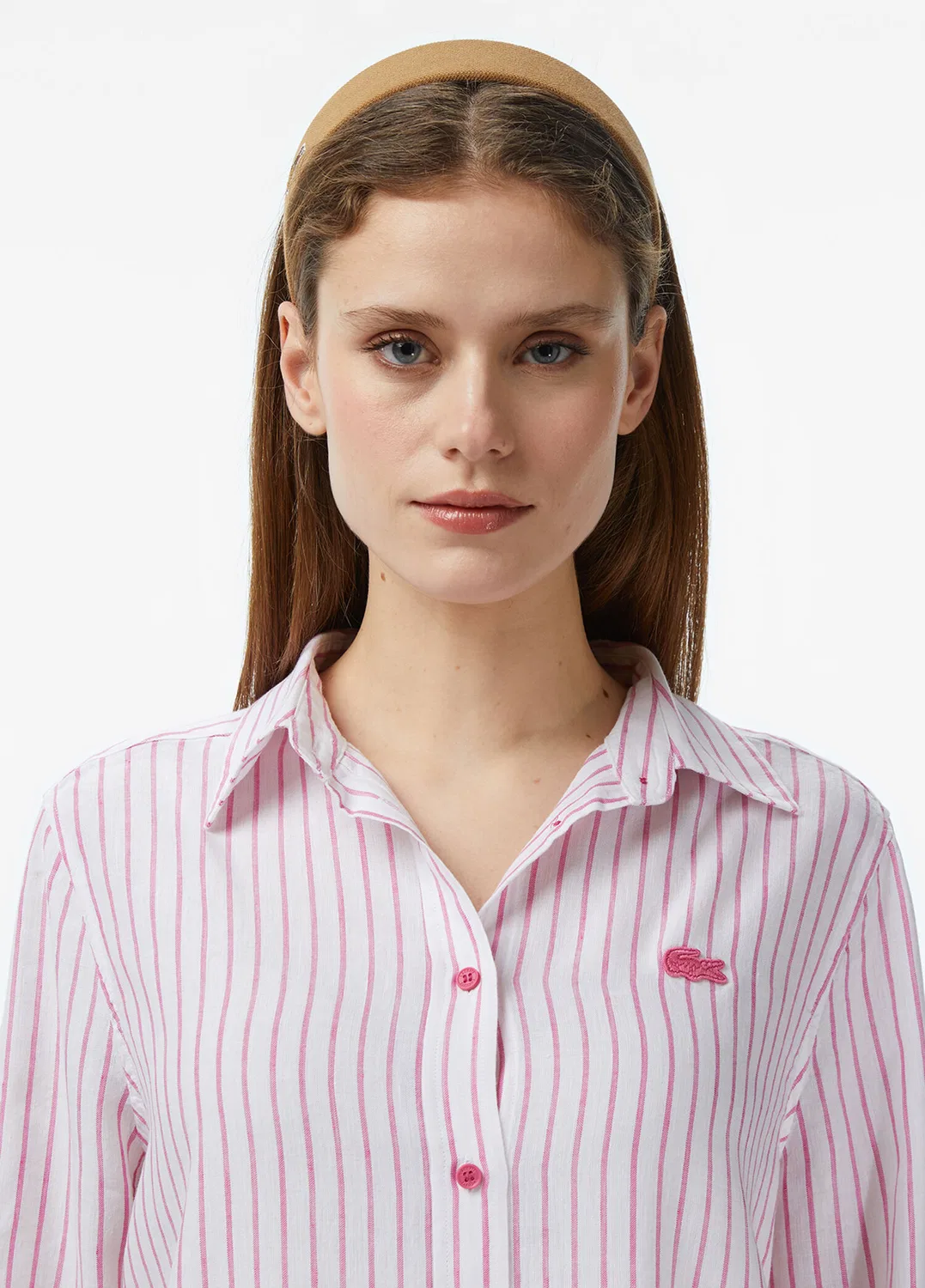 Рубашка Lacoste, полоска, женская, черная — фото 4