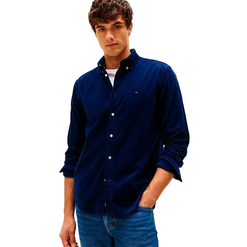 Мужская рубашка из хлопкового вельвета Tommy hilfiger, Blue