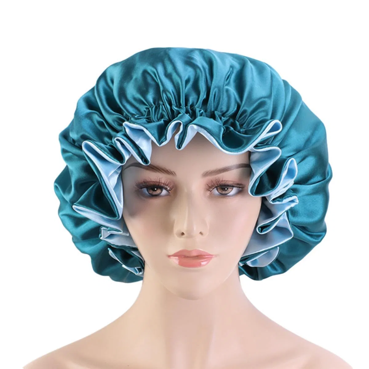Шапочка для душа Satin, Toyvian, Dacron, 36x36x1 см, Pfauenblau — фото 3