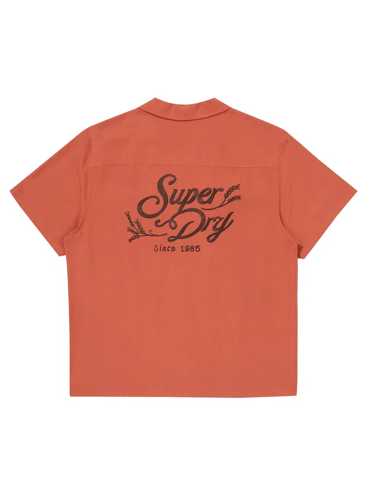 Футболка с коротким рукавом, открытый воротник, модель Rich Farmer SUPERDRY, Dark Orange — фото 4